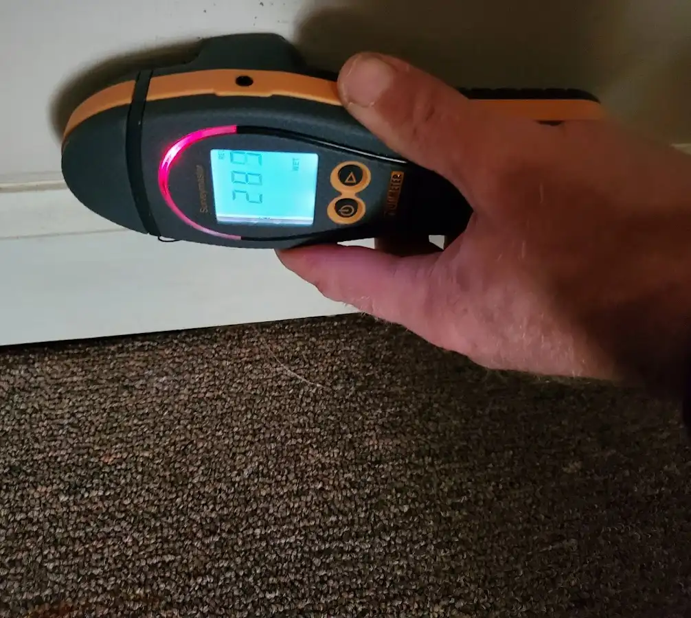 Moisture detection at baseboard during Sewage Cleanup & Sanitation in North Plainfield